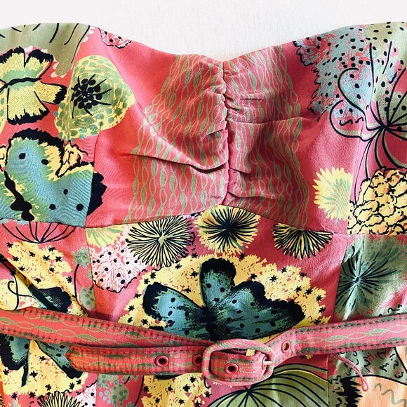 Nanette Lepore dress Women's 6 pink silk strapless fairycore boho floral - Picture 3 of 13